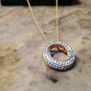 925 gold tone Sterling rhinestone pendant necklace